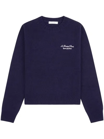 Sporty And Rich Faubourg Cashmere Hoodie In Blue