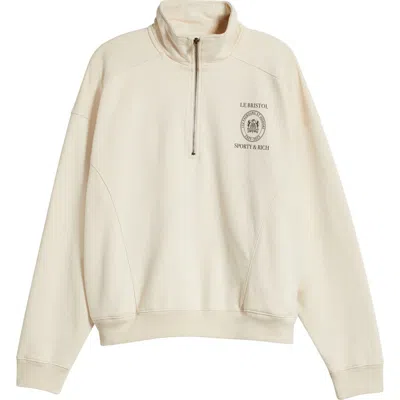Sporty And Rich Sporty & Rich X Le Bristol Paris Faubourg Quarter Zip Pullover In Cream