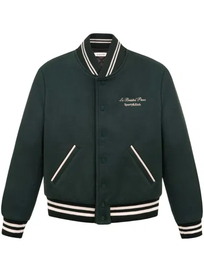 Sporty And Rich Faubourg Wool Varsity Jacket In Green