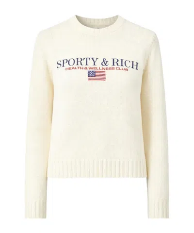 Sporty And Rich Flag-detail Sweater In Neutral