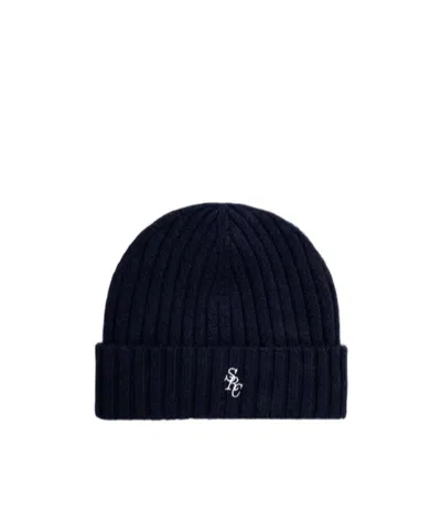 Sporty And Rich Flanged Knitted Hat In Black