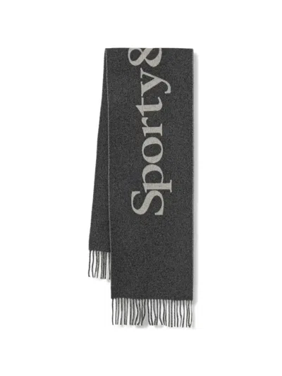 Sporty And Rich Fringed Scarf In Gray