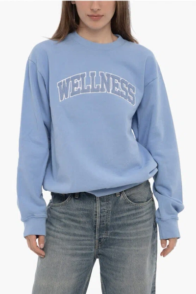 Sporty And Rich Frontal Detail Cotton Crew-neck Sweatshirt In Gray