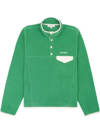 Sporty And Rich Sporty & Rich Logo Embroidered Funnel Neck Sweatshirt In Green