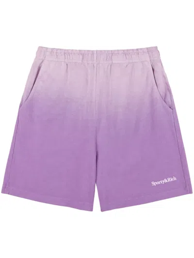 Sporty And Rich Gradient-effect Cotton Track Shorts In Purple