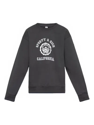 Sporty And Rich Graphic Crew Neck Top In Gray