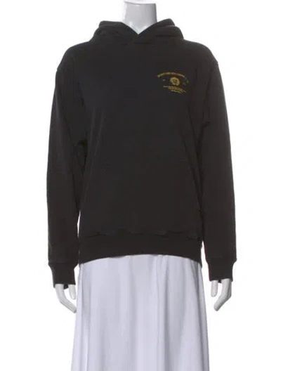 Pre-owned Sporty And Rich Graphic Print Crew Neck Hoodie In Black