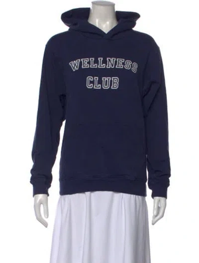 Pre-owned Sporty And Rich Graphic Print Crew Neck Hoodie In Blue