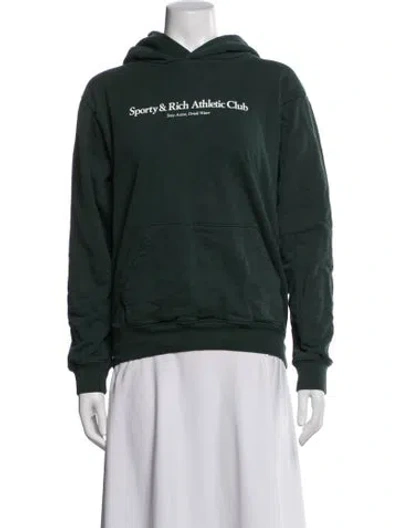 Pre-owned Sporty And Rich Graphic Print Crew Neck Hoodie In Green