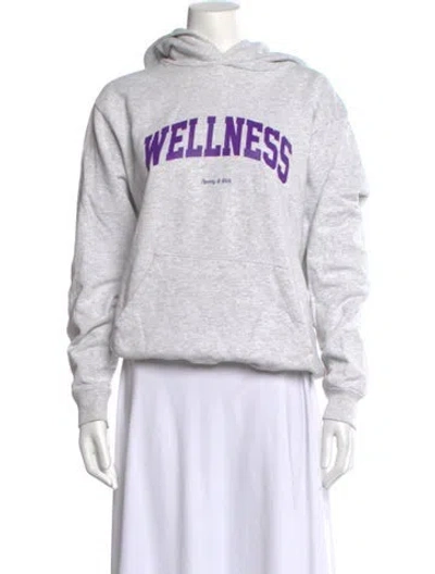 Pre-owned Sporty And Rich Graphic Print Crew Neck Hoodie In Grey