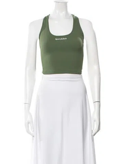 Pre-owned Sporty And Rich Graphic Print Crew Neck Sports Bra In Green