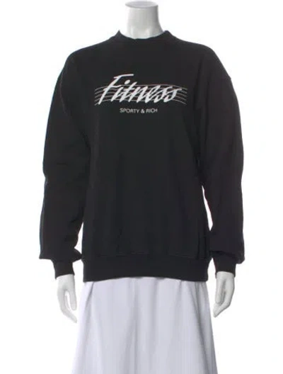 Pre-owned Sporty And Rich Graphic Print Crew Neck Sweater In Black