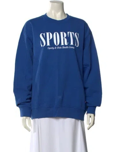 Pre-owned Sporty And Rich Graphic Print Crew Neck Sweater In Blue