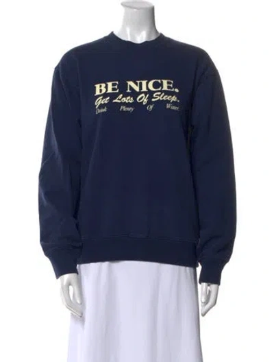 Pre-owned Sporty And Rich Graphic Print Crew Neck Sweater In Blue