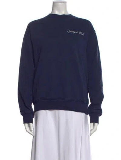 Pre-owned Sporty And Rich Graphic Print Crew Neck Sweater In Blue