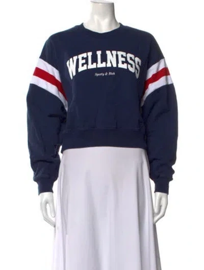 Pre-owned Sporty And Rich Graphic Print Crew Neck Sweater In Blue