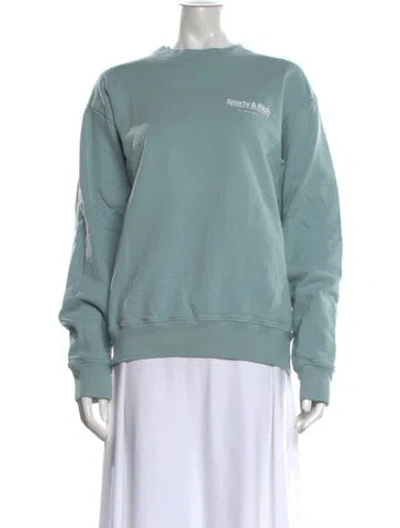 Pre-owned Sporty And Rich Graphic Print Crew Neck Sweater In Blue/green