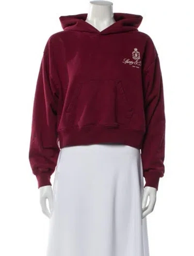 Pre-owned Sporty And Rich Graphic Print Crew Neck Sweater In Burgundy