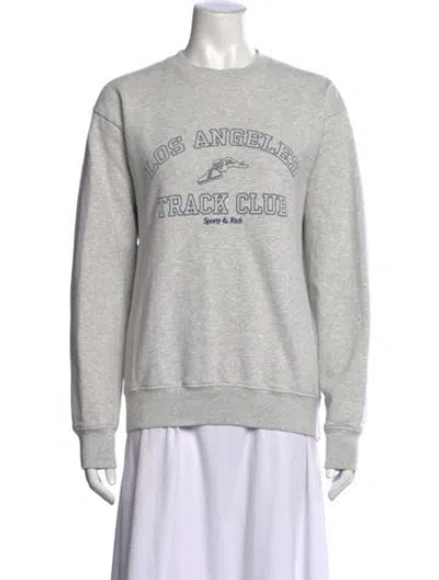 Pre-owned Sporty And Rich Graphic Print Crew Neck Sweater In Gray
