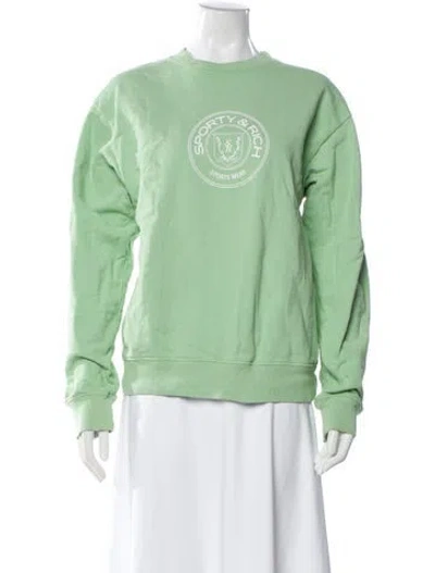 Pre-owned Sporty And Rich Graphic Print Crew Neck Sweater In Green