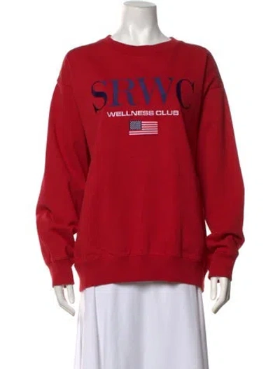 Pre-owned Sporty And Rich Graphic Print Crew Neck Sweater W/ Tags In Red
