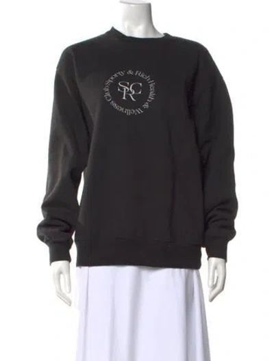Pre-owned Sporty And Rich Graphic Print Crew Neck Sweatshirt In Black