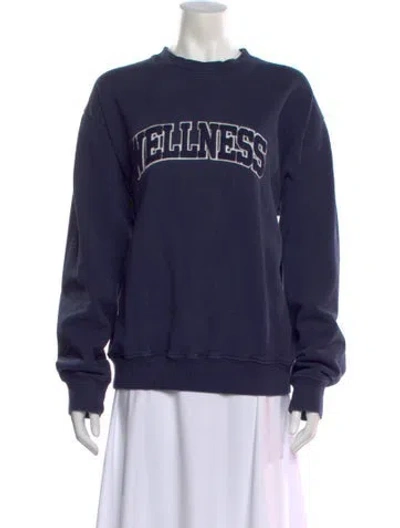 Pre-owned Sporty And Rich Graphic Print Crew Neck Sweatshirt In Blue