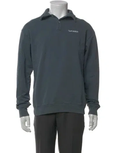 Pre-owned Sporty And Rich Graphic Print Crew Neck Sweatshirt In Blue