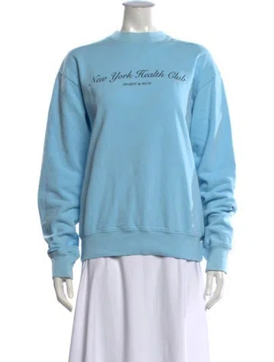 Pre-owned Sporty And Rich Graphic Print Crew Neck Sweatshirt In Blue