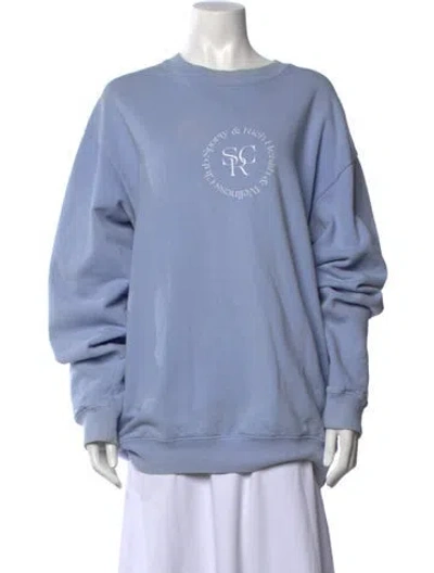Pre-owned Sporty And Rich Graphic Print Crew Neck Sweatshirt In Blue