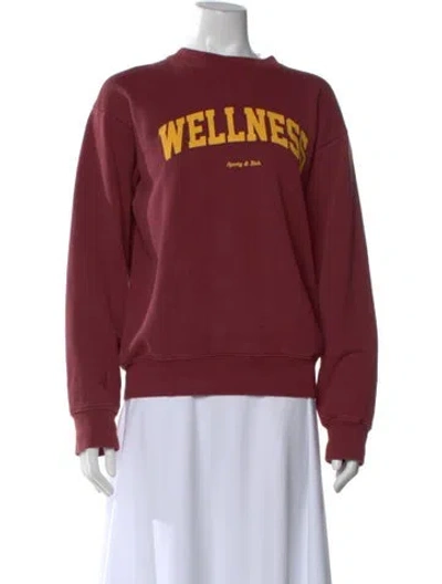 Pre-owned Sporty And Rich Graphic Print Crew Neck Sweatshirt In Burgundy