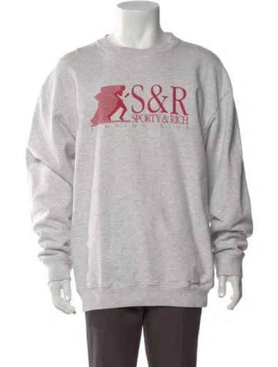 Pre-owned Sporty And Rich Graphic Print Crew Neck Sweatshirt In Gray
