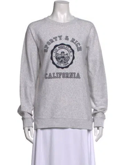 Pre-owned Sporty And Rich Graphic Print Crew Neck Sweatshirt In Gray