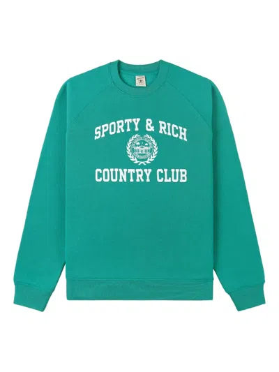 Sporty And Rich Graphic-print Crew-neck Sweatshirt In Green