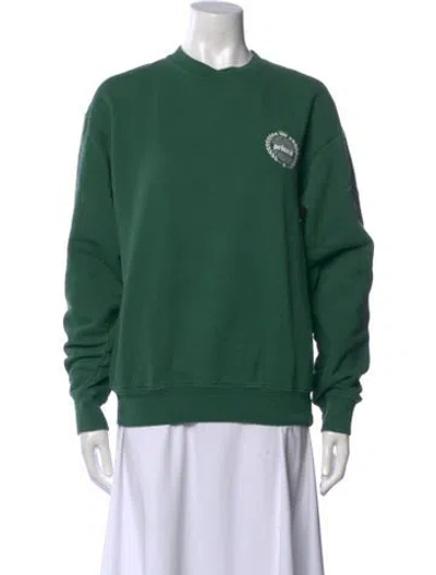 Pre-owned Sporty And Rich Graphic Print Crew Neck Sweatshirt In Green