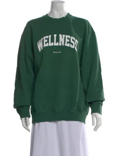 Pre-owned Sporty And Rich Graphic Print Crew Neck Sweatshirt In Green