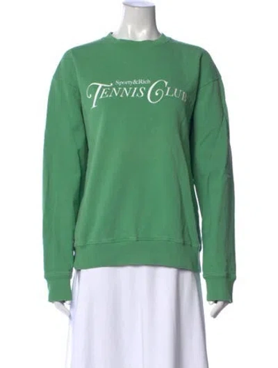 Pre-owned Sporty And Rich Graphic Print Crew Neck Sweatshirt In Green