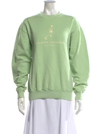 Pre-owned Sporty And Rich Graphic Print Crew Neck Sweatshirt In Green