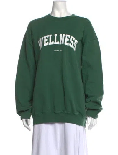Pre-owned Sporty And Rich Graphic Print Crew Neck Sweatshirt In Green