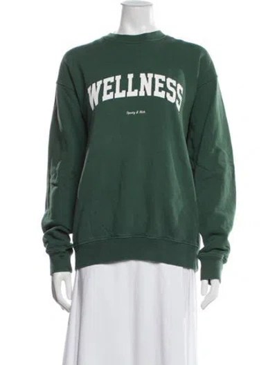 Pre-owned Sporty And Rich Graphic Print Crew Neck Sweatshirt In Green