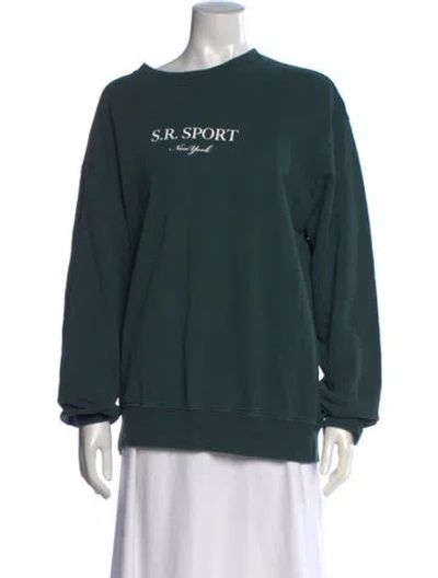 Pre-owned Sporty And Rich Graphic Print Crew Neck Sweatshirt In Green
