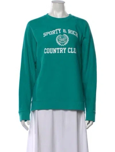 Pre-owned Sporty And Rich Graphic Print Crew Neck Sweatshirt In Green