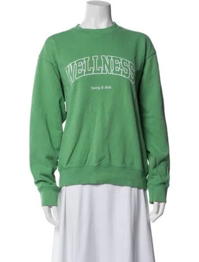 Pre-owned Sporty And Rich Graphic Print Crew Neck Sweatshirt In Green