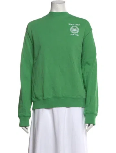 Pre-owned Sporty And Rich Graphic Print Crew Neck Sweatshirt In Green