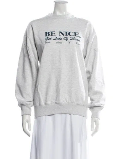 Pre-owned Sporty And Rich Graphic Print Crew Neck Sweatshirt In Grey
