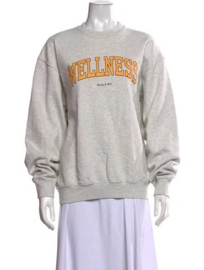 Pre-owned Sporty And Rich Graphic Print Crew Neck Sweatshirt In Grey
