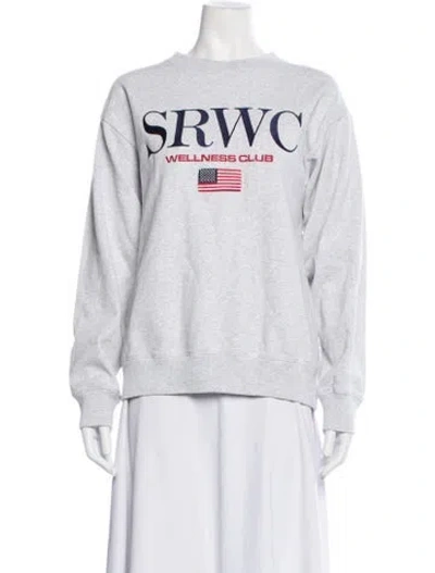 Pre-owned Sporty And Rich Graphic Print Crew Neck Sweatshirt In Grey