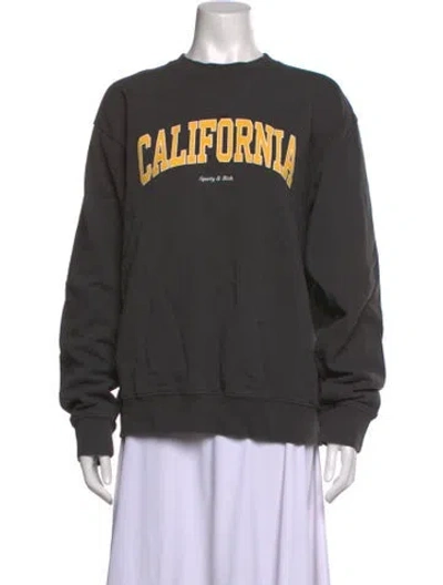 Pre-owned Sporty And Rich Graphic Print Crew Neck Sweatshirt In Grey