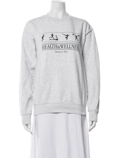 Pre-owned Sporty And Rich Graphic Print Crew Neck Sweatshirt In Grey