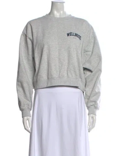 Pre-owned Sporty And Rich Graphic Print Crew Neck Sweatshirt In Grey